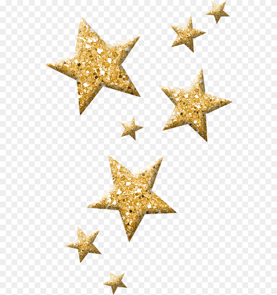 Gold Stars Stars And Moon Star Sparkling Star Clipart, Star Symbol, Symbol, Cross Free Png Download