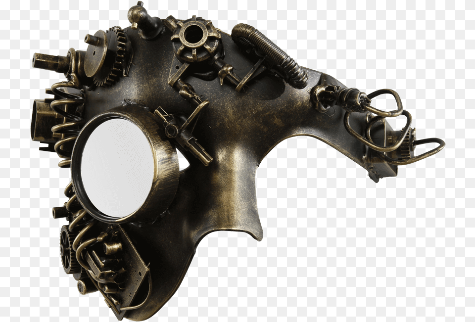 Gold Steampunk Monocle Phantom Mask Steampunk Monocle, Bronze, Machine, Screw, Mace Club Free Png