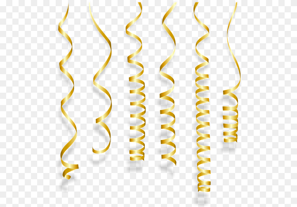Gold Streamers 1 Transparent New Years Eve Background, Coil, Spiral, Confetti, Paper Png Image