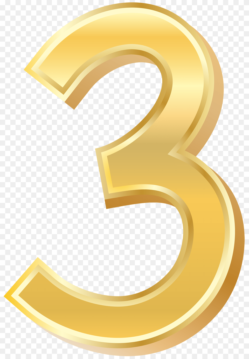 Gold Style Number Three Clip Art, Symbol, Text, Mailbox Free Png