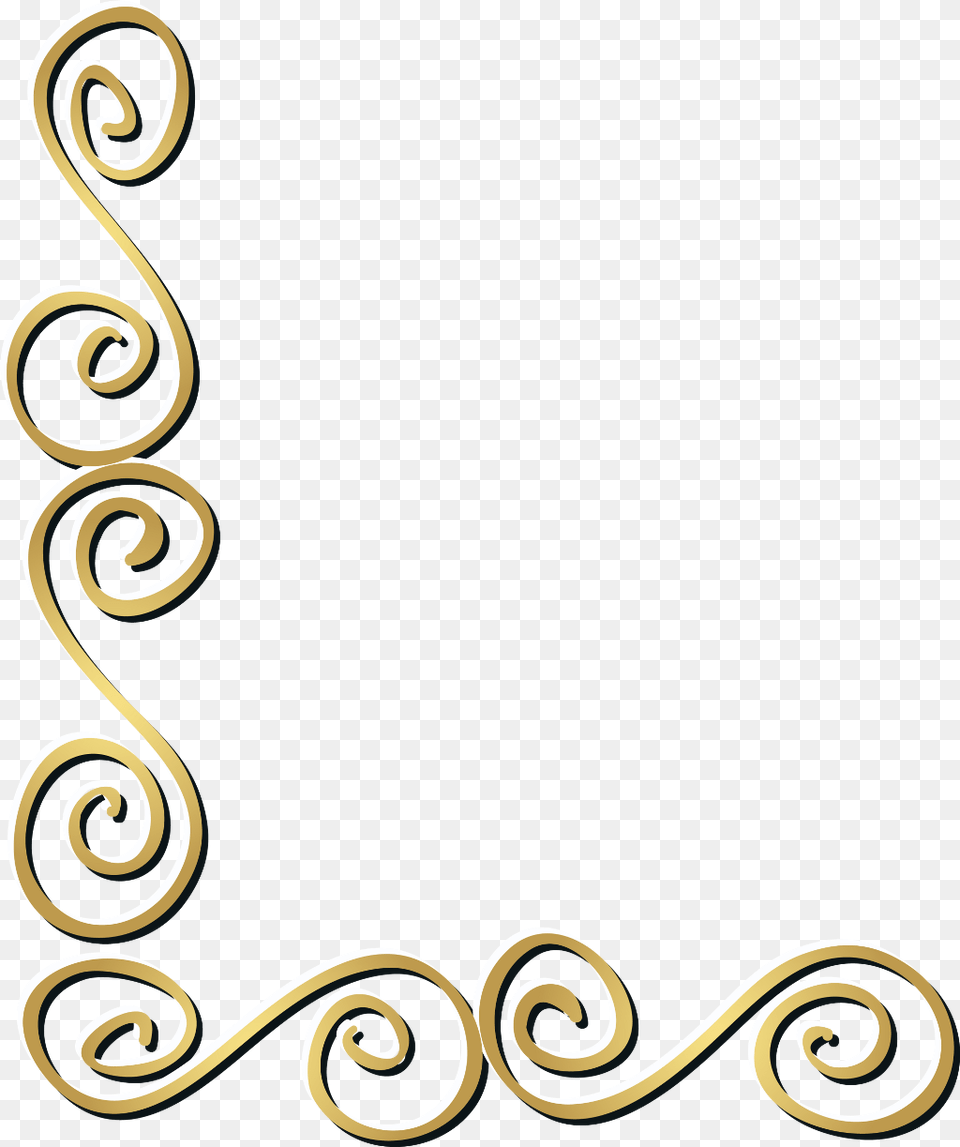 Gold Swirls Corner Frame Border Decor Decoration Decals Gold, Spiral, Accessories, Earring, Jewelry Free Png Download