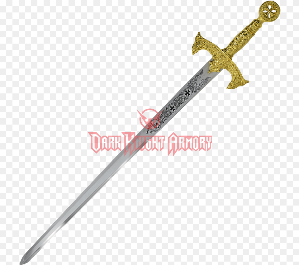 Gold Templar Longsword Sword, Weapon, Blade, Dagger, Knife Free Transparent Png