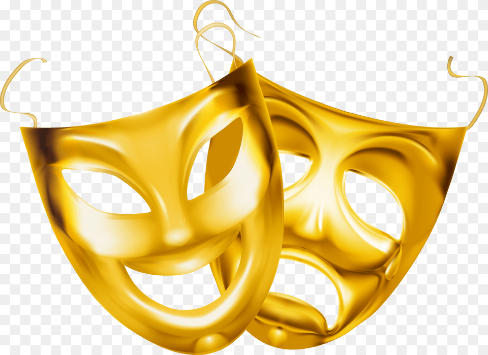Gold Theater Masks Clipart Theatre Masks Transparent Background Png Image