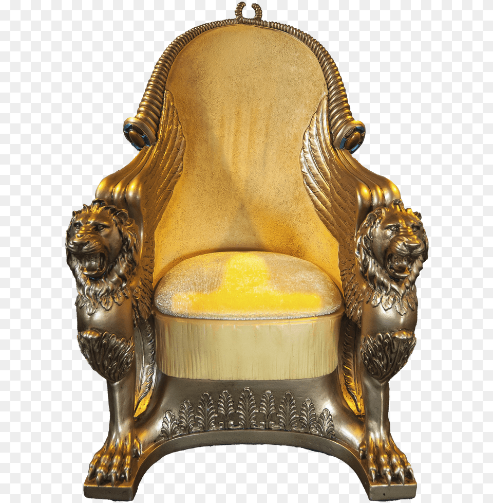 Gold Throne Golden Throne, Furniture, Chair, Mammal, Lion Png Image