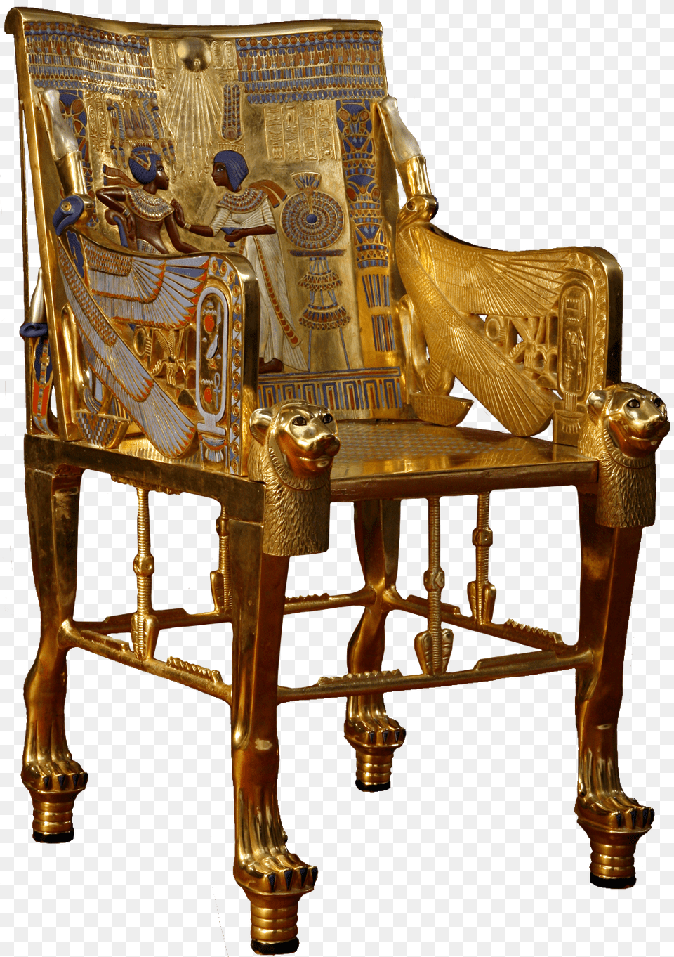 Gold Throne Jpg Black And White Library Tutankhamun Throne, Furniture, Chair, Wedding, Person Png
