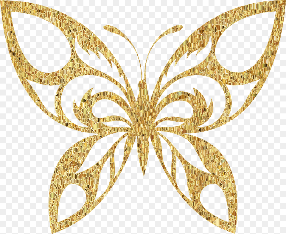 Gold Tiled Tribal Butterfly Silhouette Butterfly Silhouette, Accessories, Jewelry, Chandelier, Lamp Free Png Download