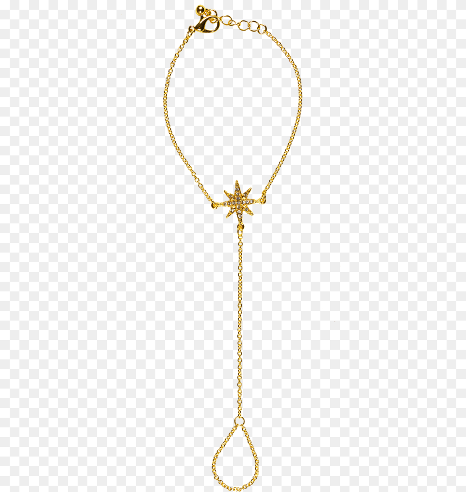 Gold Tone Cz Starburst Hand Chain Chain, Accessories, Jewelry, Necklace Png