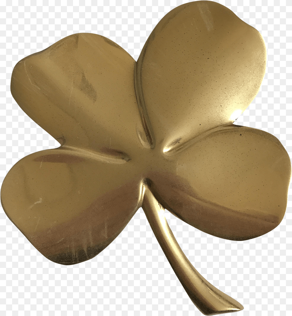 Gold Tone Plated Brass Four Leaf Clover Paperweight Gold Four Leaf Clover Png Image