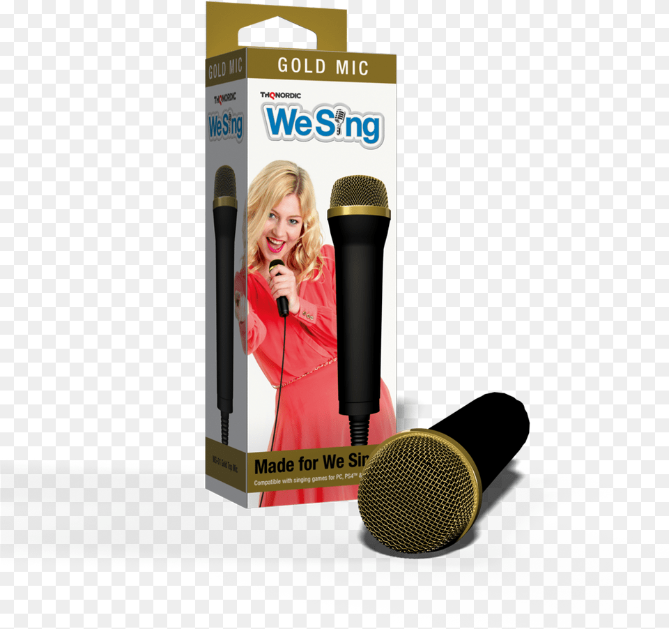 Gold Top Microphone We Sing Pop, Electrical Device, Adult, Female, Person Png Image