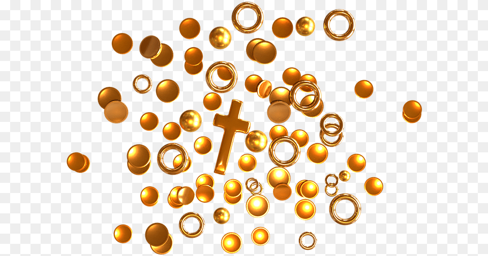 Gold Treasure 3d Render Shiny Wealth Circle, Lighting, Cross, Symbol, Chandelier Free Png
