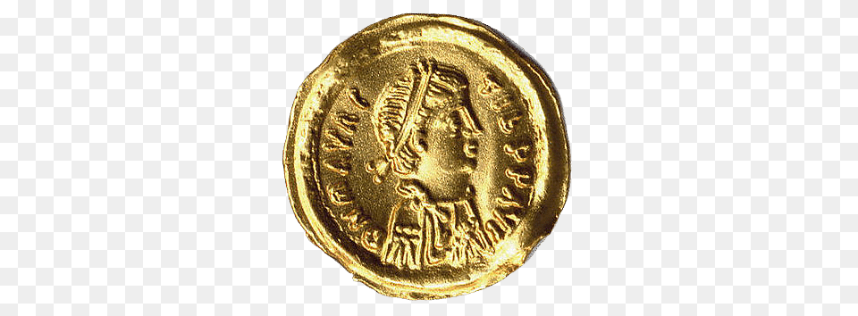 Gold Tremissis Coin Of Maurice Tiberius, Money Png Image