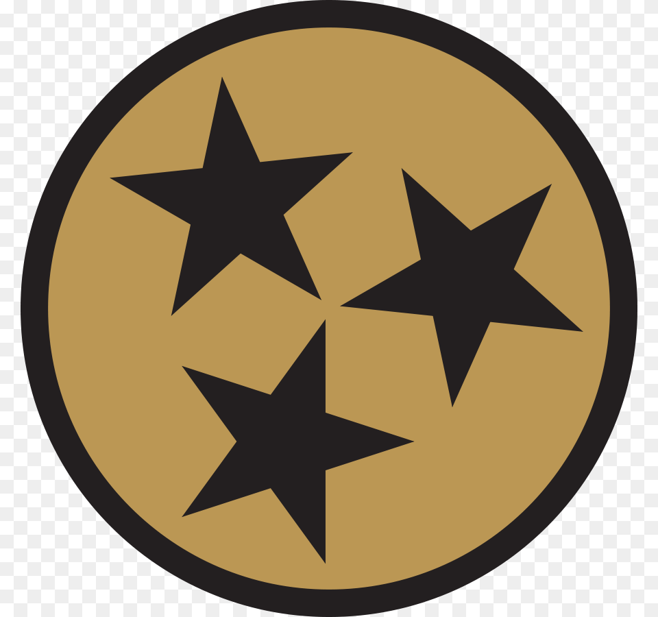 Gold Tri Star 3 Inch All Weather Sticker Tennessee Tri Star, Star Symbol, Symbol Free Png