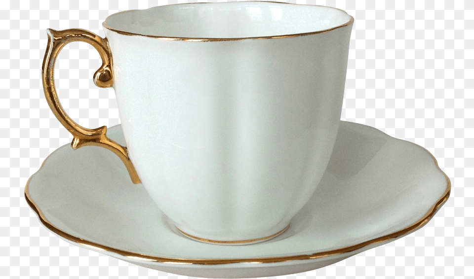 Gold Trim Bone China Teacup And Saucer, Cup Free Png Download