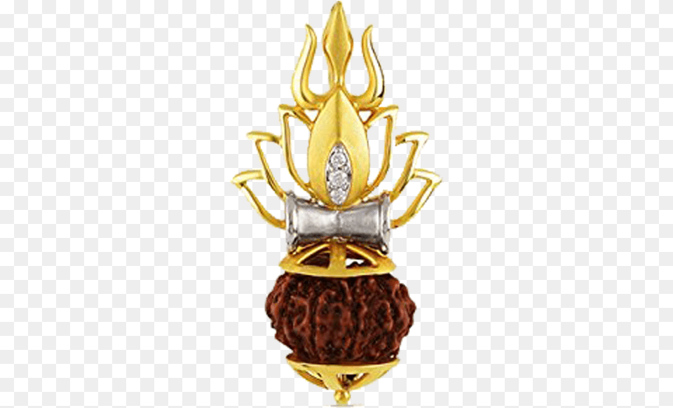 Gold Trishul Dhamroo Rudraksha Pendant Maha Lakshmi Devi Gold Ring, Accessories, Jewelry, Crown, Treasure Free Png