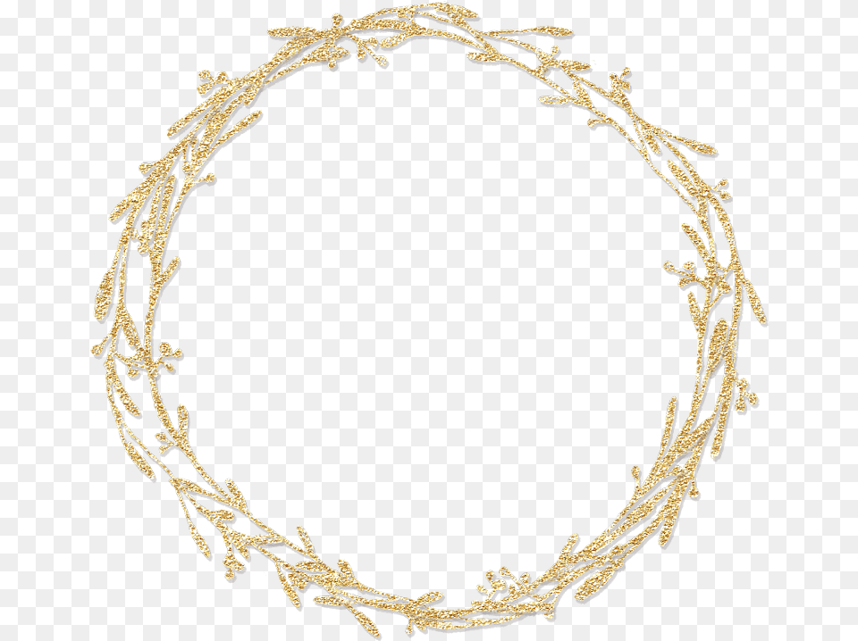 Gold Twigs Branch Sticks Sparkle Wreath Circle Round Gold Wreath Frame, Accessories, Jewelry, Necklace, Bracelet Free Png