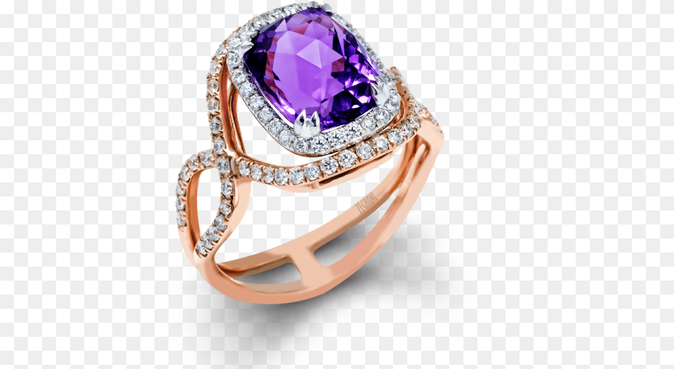 Gold Two Tone Diamond Amp Amethyst Fashion Ring, Accessories, Gemstone, Jewelry, Ornament Png Image