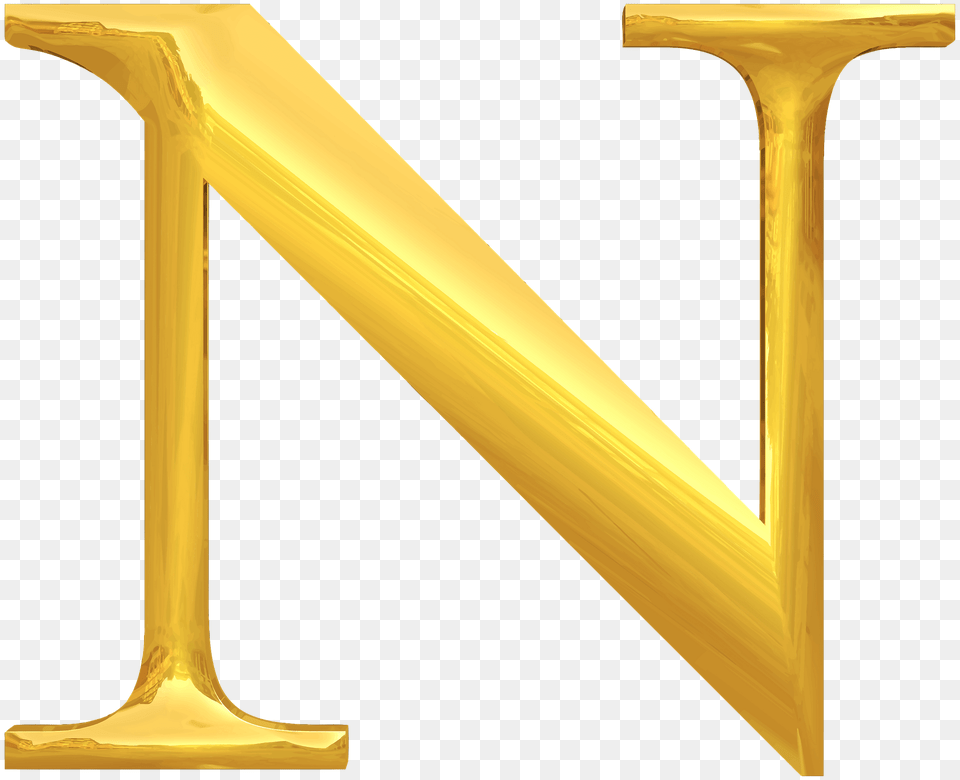 Gold Typography Letter N, Number, Symbol, Text Free Png