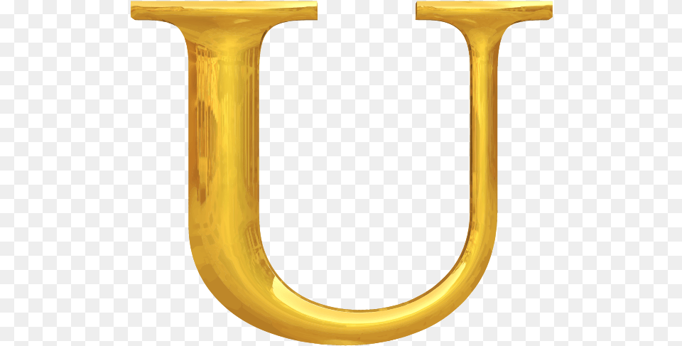 Gold Typography U, Brass Section, Horn, Musical Instrument, Bugle Png Image