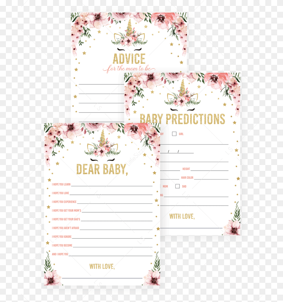 Gold Unicorn Baby Shower Bundle Horizontal, Page, Text Free Png Download