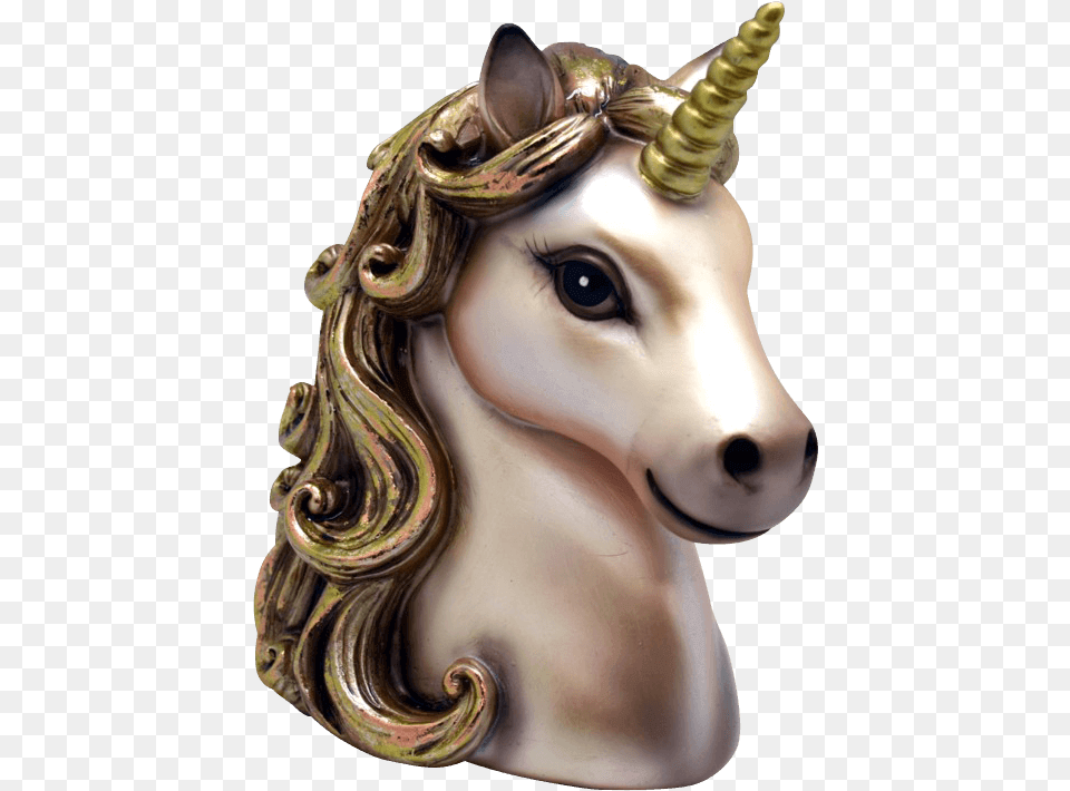 Gold Unicorn Bank Piggy Bank For Kids Unicorn, Figurine, Adult, Female, Person Free Png Download