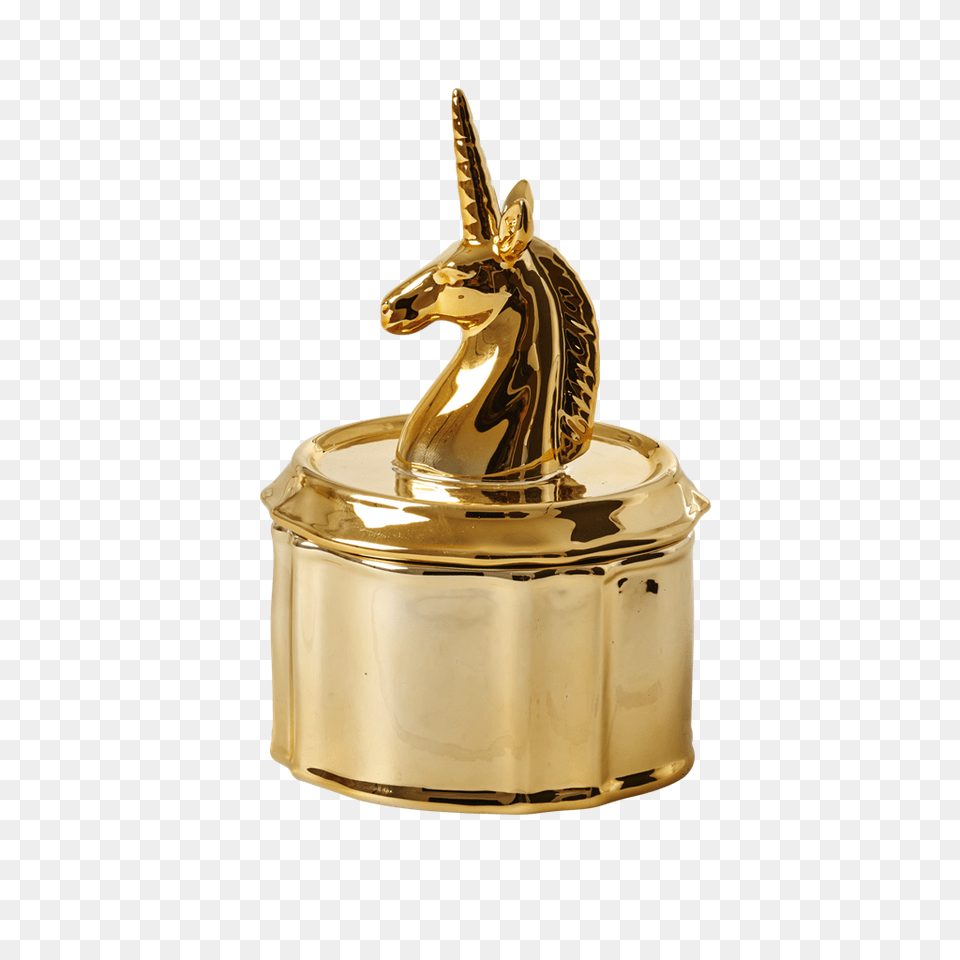 Gold Unicorn Porcelain Trinket Box, Bronze, Animal, Cat, Egyptian Cat Free Png Download