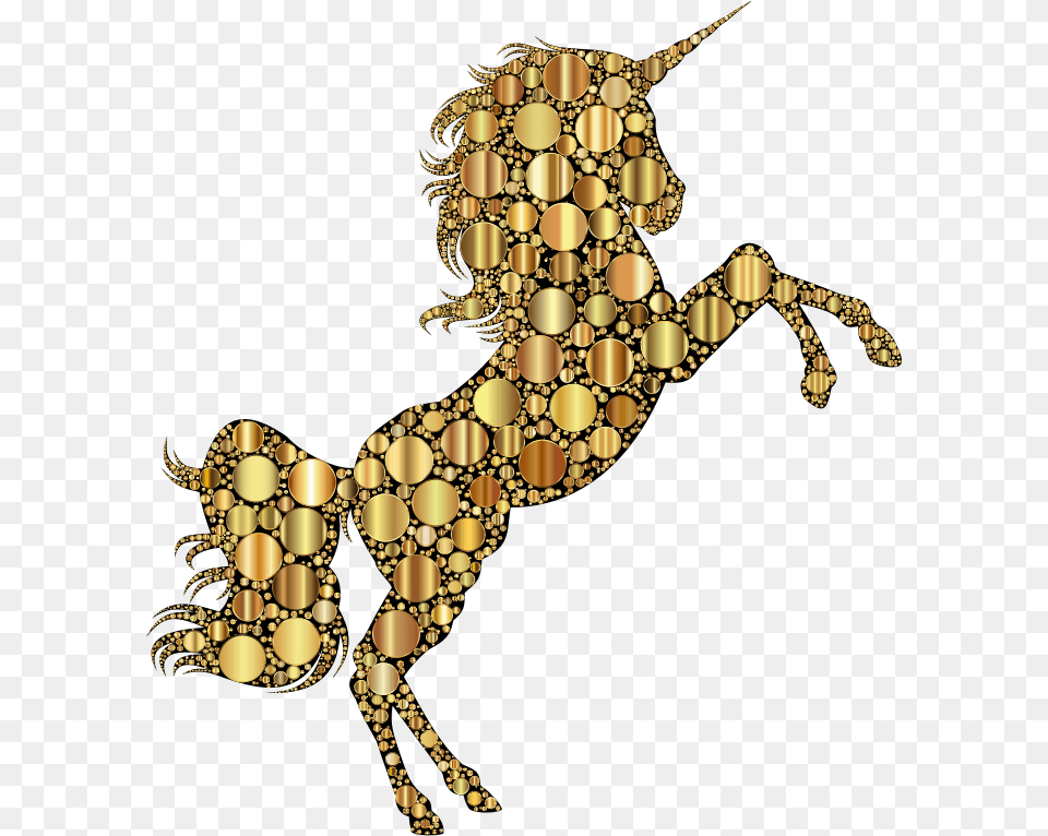 Gold Unicorn Silhouette 2 Circles Unicorns With Gold Horn, Chandelier, Lamp, Accessories, Electronics Free Png Download