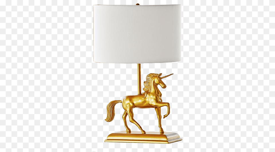 Gold Unicorn Table Lamp Pottery Barn Unicorn Lamp, Table Lamp, White Board, Lampshade, Bronze Free Png Download