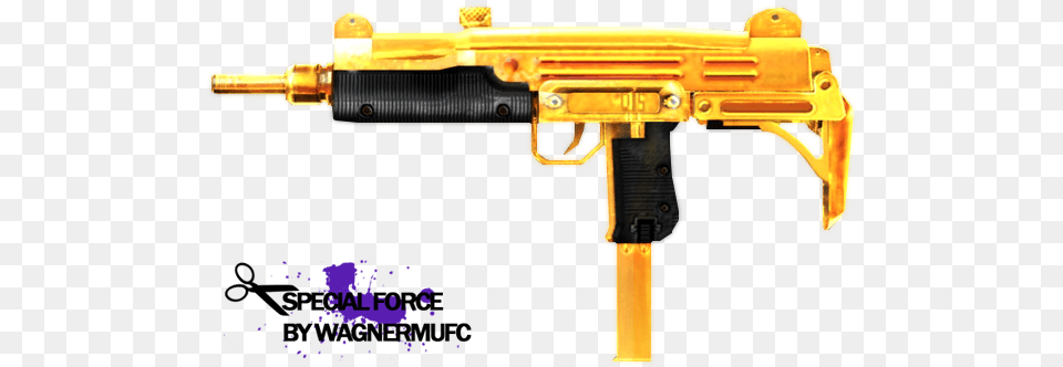 Gold Uzi Uzi Gold, Gun, Machine Gun, Weapon Png Image