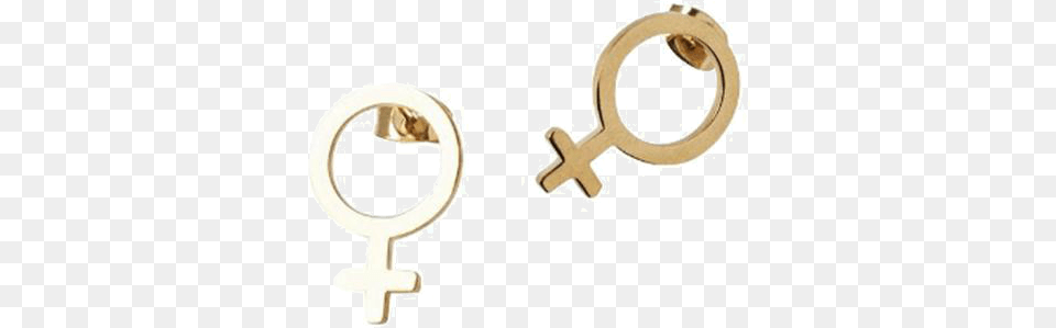 Gold Venus Symbol Stud Earrings Circle, Accessories, Earring, Jewelry, Key Png Image