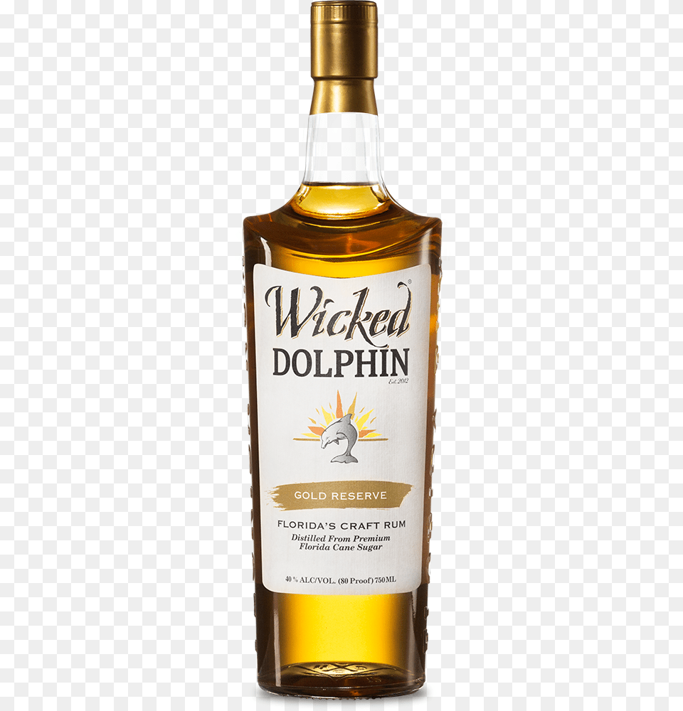 Gold Wicked Dolphin Mango Rum, Alcohol, Beverage, Liquor, Bottle Png Image