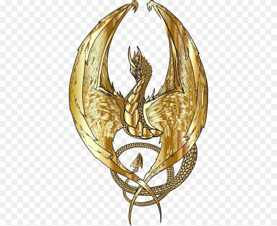 Gold Wyvern Fantasy Gold Dragon Art Transparent, Chandelier, Lamp Png Image