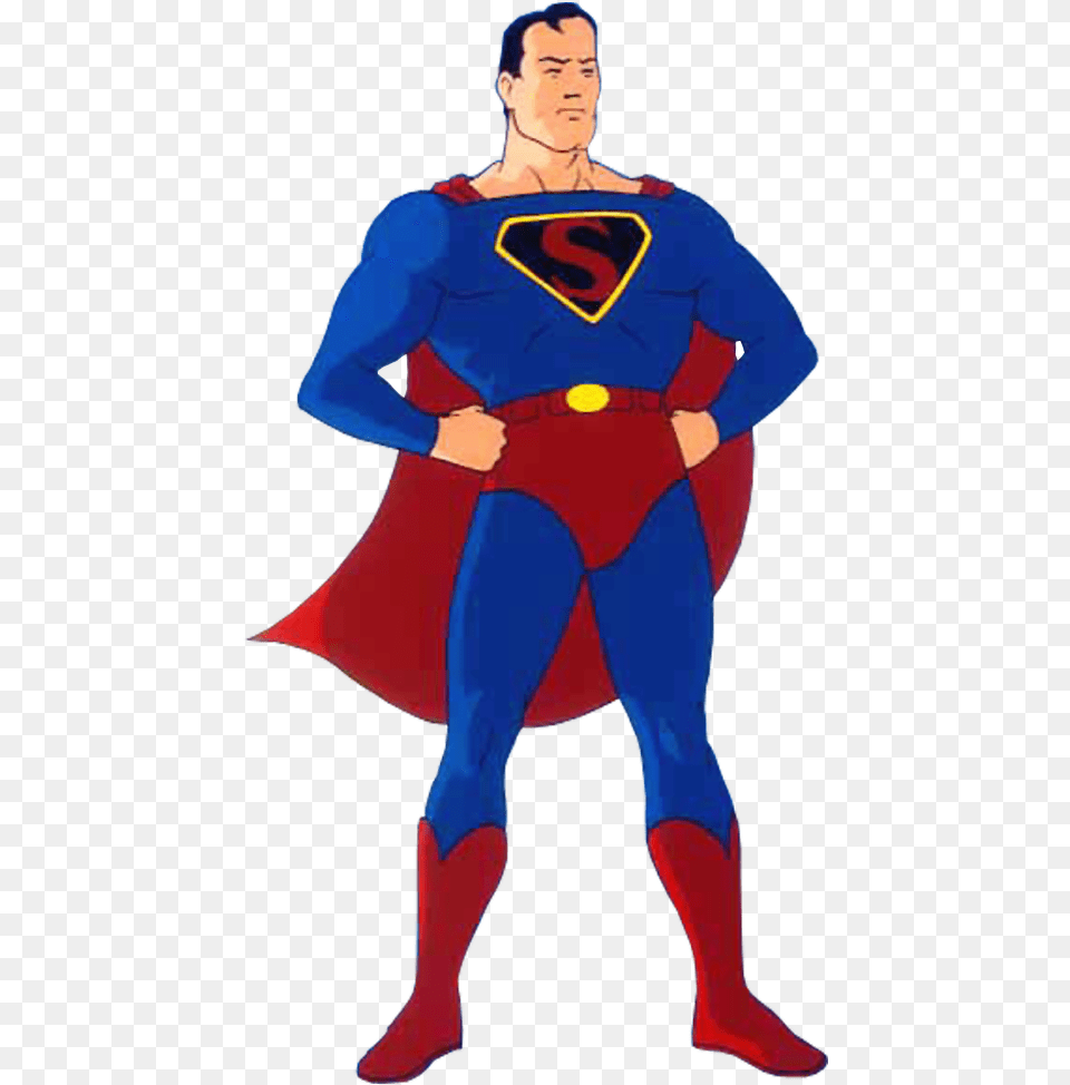 Golden Age Superman Costume, Cape, Clothing, Person, Adult Png