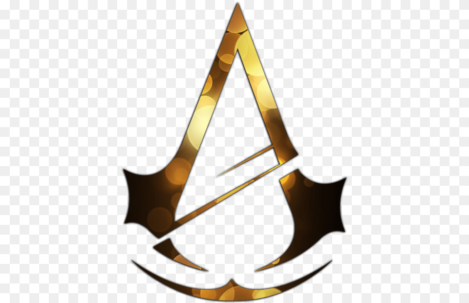 Golden And Ubisoft Image Assassins Creed Unity Logo, Triangle, Chandelier, Lamp, Symbol Free Transparent Png