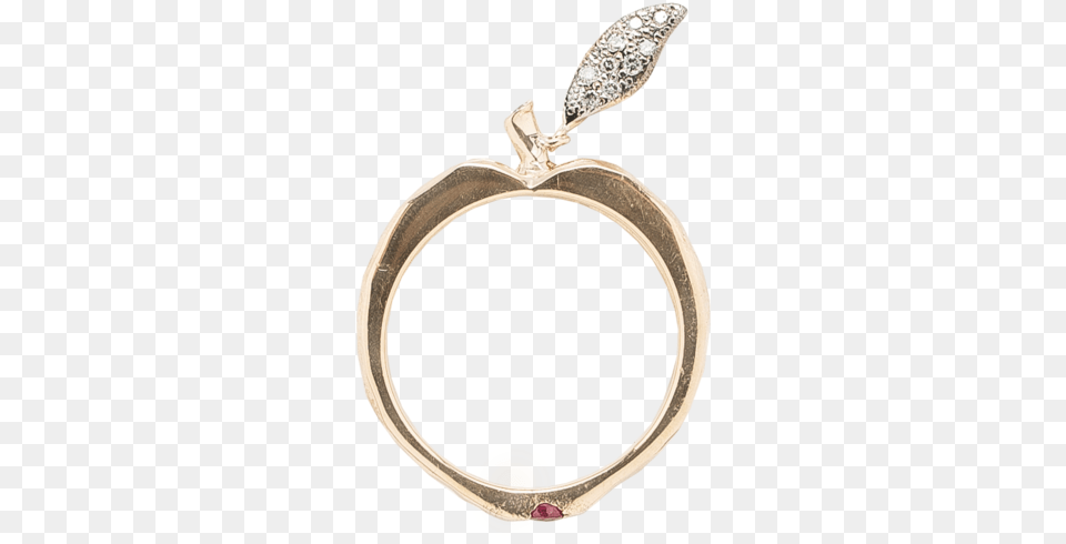 Golden Apple Ring With Diamond Leaf And Ruby Core Engagement Ring, Accessories, Bracelet, Jewelry, Gemstone Free Png