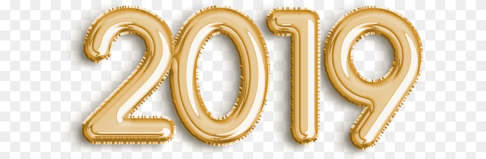 Golden Balloon New Year Celebration Happy New Year Balloon, Gold, Text, Number, Symbol Free Png Download