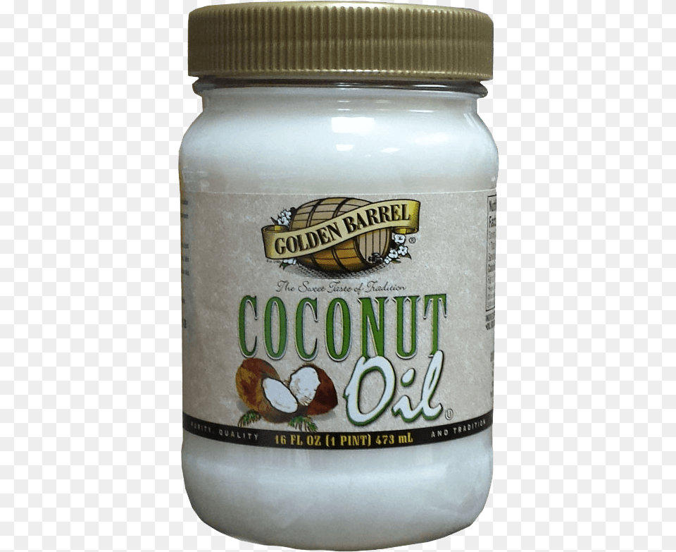 Golden Barrel Coconut Oil In 16 Fl Drink, Jar, Food, Fruit, Plant Png Image
