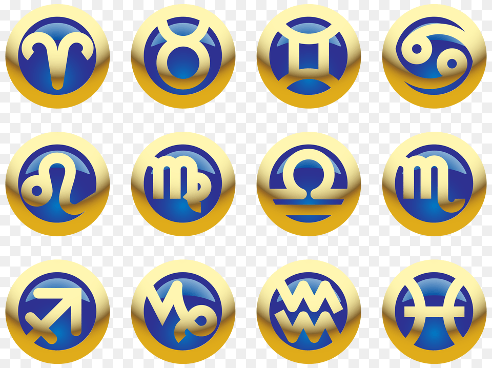 Golden Blue Zodiac Signs Clipart, Logo, Symbol Free Png Download