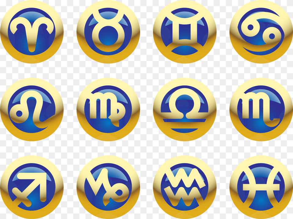 Golden Blue Zodiac Signs Clipart Signs Zodiac Symbols, Logo, Symbol Png Image