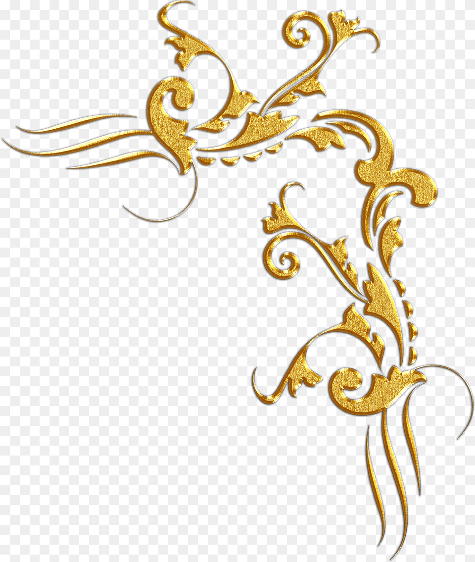 Golden Border Design Gold Corner Border Motif Batik Gold, Pattern, Bronze, Art, Floral Design Png