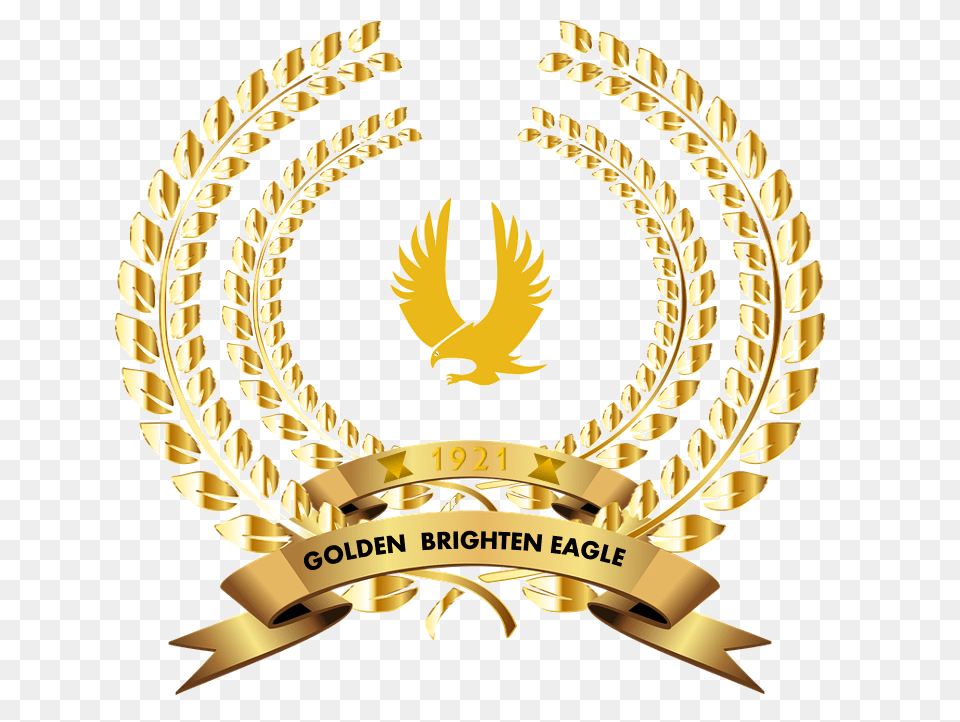 Golden Brighten Eagle Gold Laurel Wreath With Ribbon, Chandelier, Emblem, Lamp, Symbol Png Image