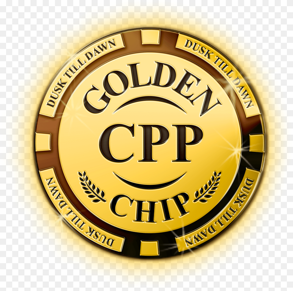 Golden Chip Poker, Badge, Logo, Symbol, Gold Free Transparent Png