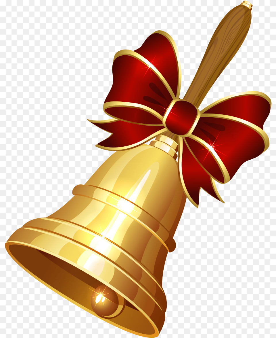 Golden Christmas Bell With Bow Image Bell Clipart Free Png Download