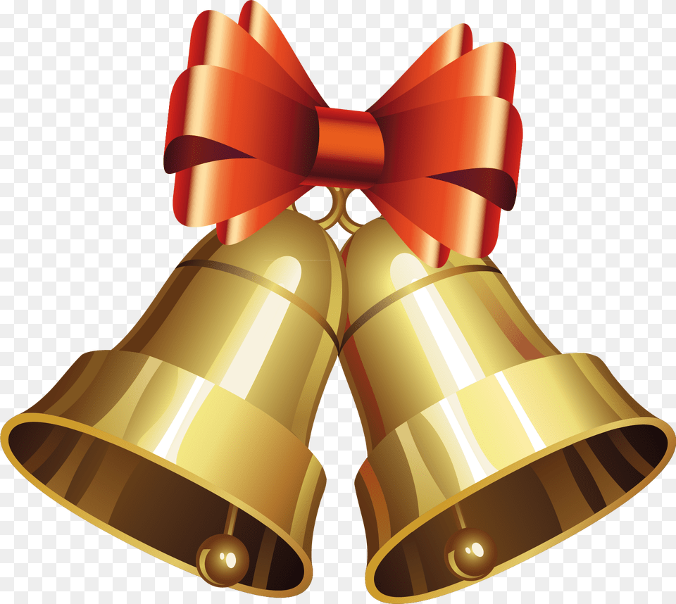 Golden Christmas Bells With Bow Gold Christmas Bells Clipart, Ammunition, Grenade, Weapon Free Png Download