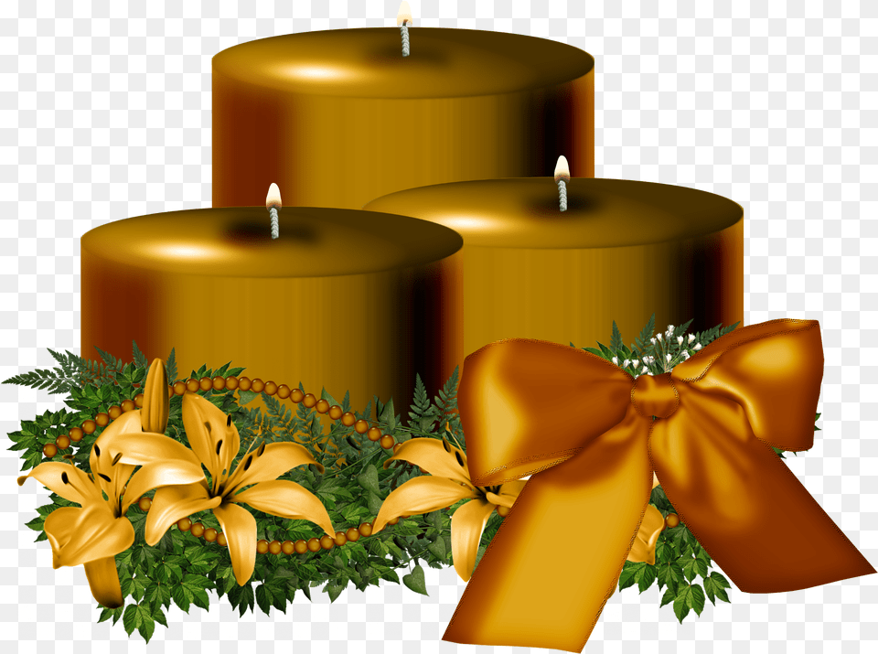 Golden Christmas Candle Image For Candle For Christmas Png