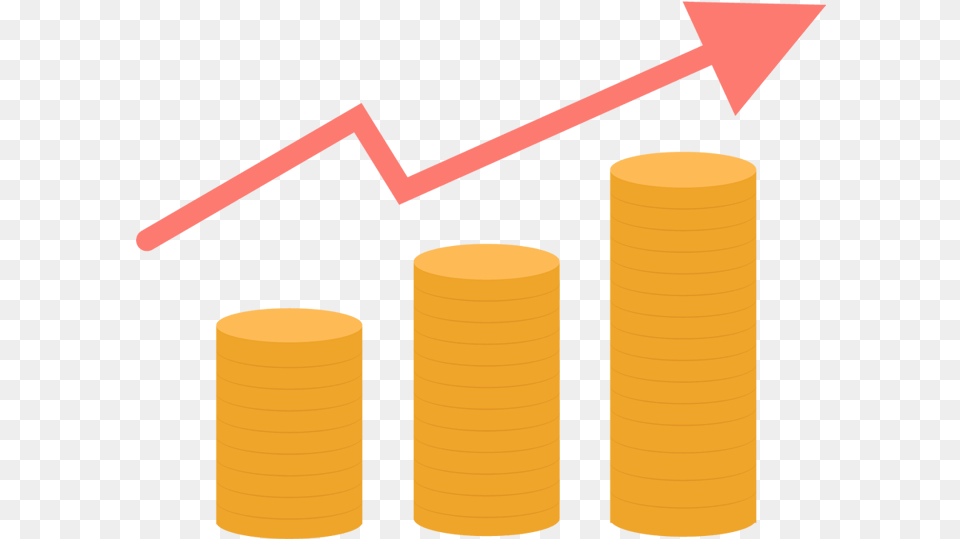 Golden Coins And Red Arrow Up Data, Candle Png Image