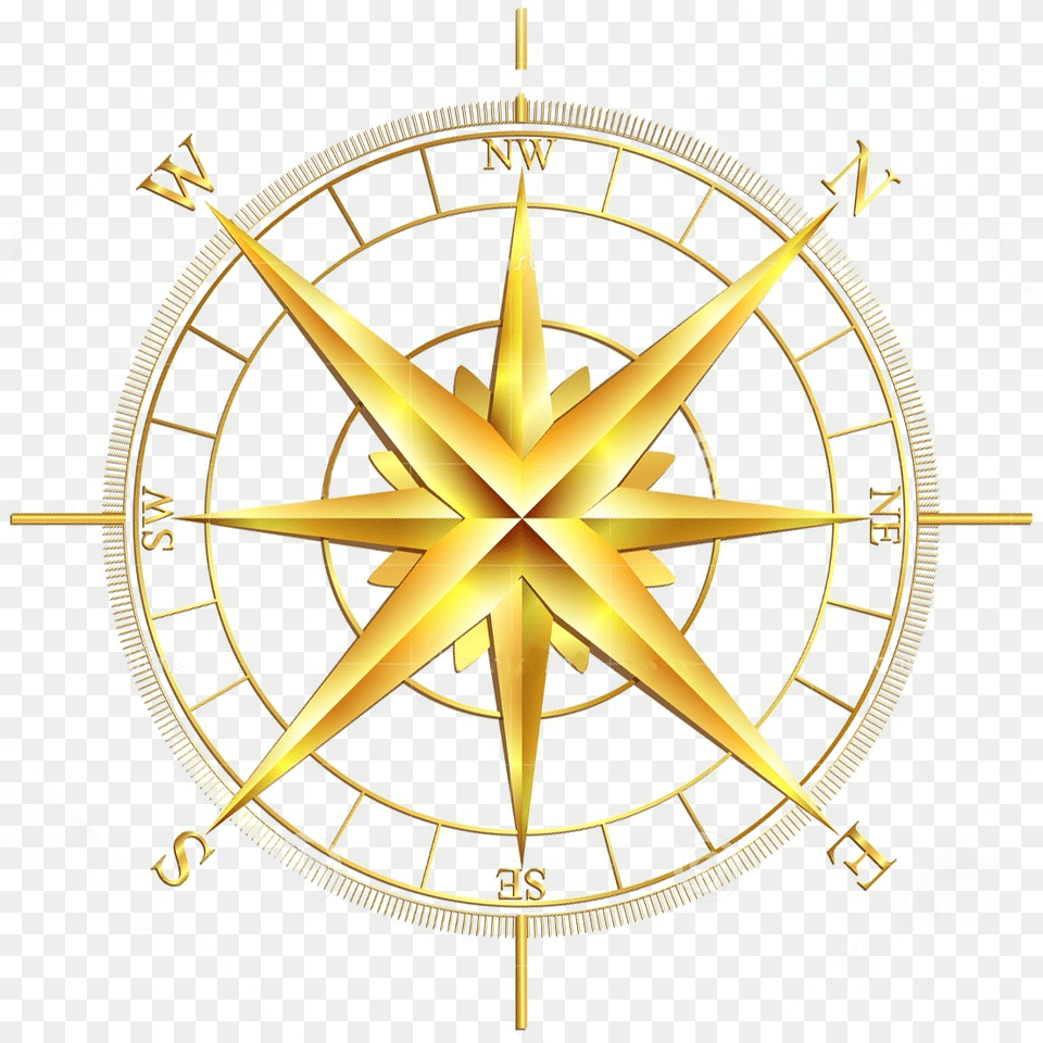 Golden Compass Gold Compass Rose, Chandelier, Lamp Png