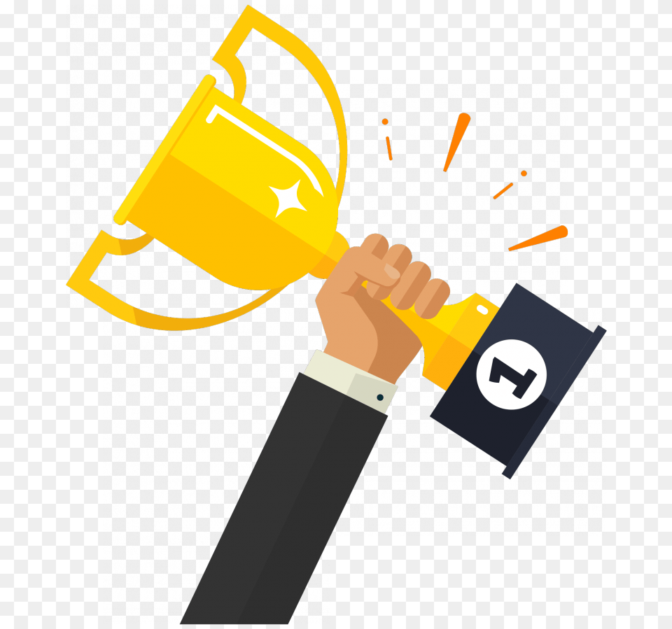 Golden Competition Prize Award Cup Hand With Trophy Icon, Dynamite, Weapon Free Png Download