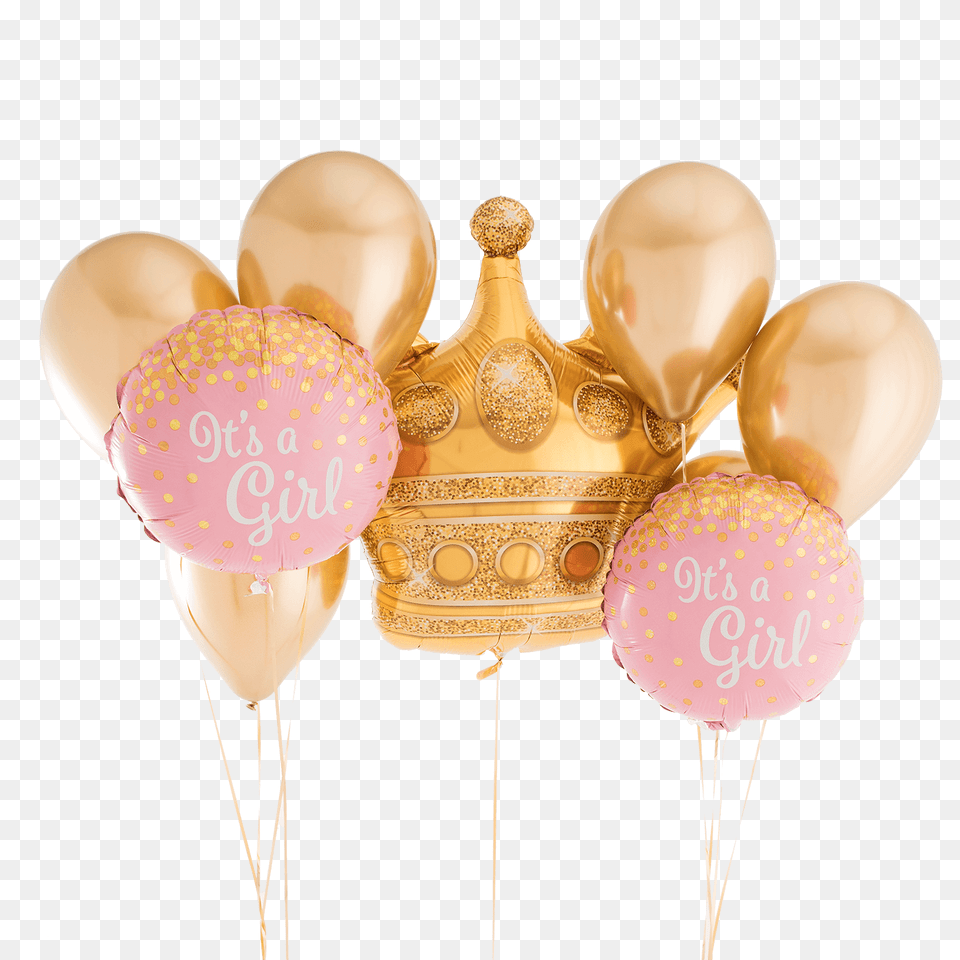 Golden Crown Itu0027s A Girl Gold Dots U0026 Crown Foil A Girl Balloon, Accessories, Jewelry Png