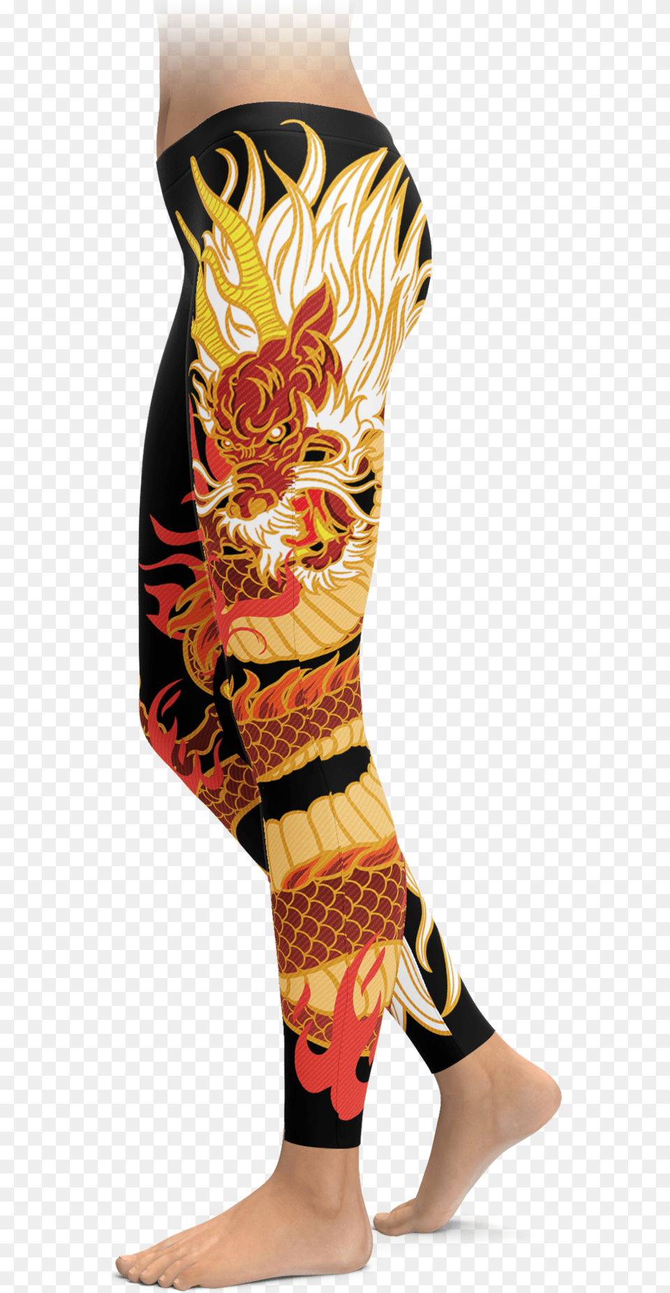 Golden Dragon Leggings Powered By Plants Leggings, Person, Skin, Tattoo, Adult Png Image