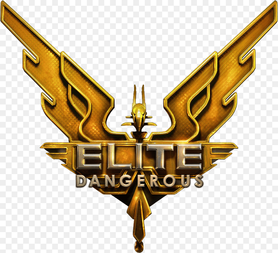 Golden Elite Dangerous Logo Elite Dangerous Logo, Emblem, Symbol, Gun, Weapon Png